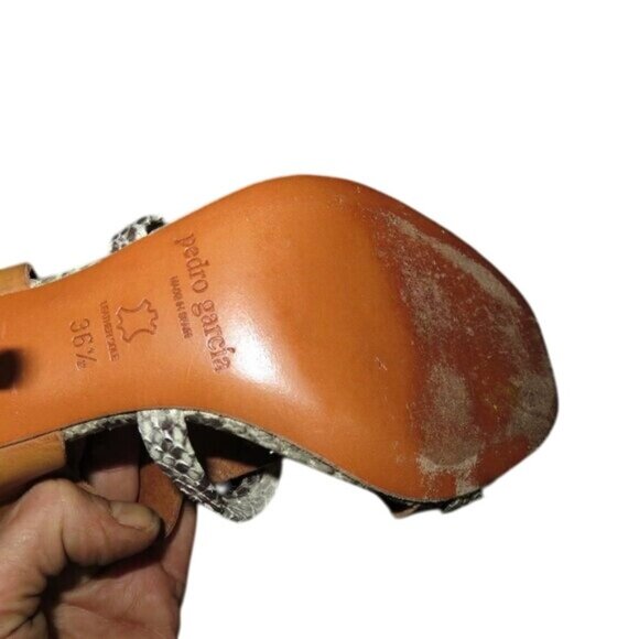 Pedro Garcia Mariel Python Embossed Vachetta Leather Pin Heels Sandals STUNNING! - Picture 15 of 16